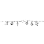 Load image into Gallery viewer, Silver bracelet with various Wes Anderson charms on a white background
